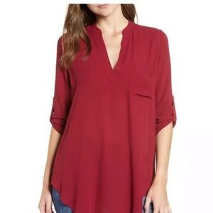 Lush Top Womens Size 2X XXL Red Tunic Blouse